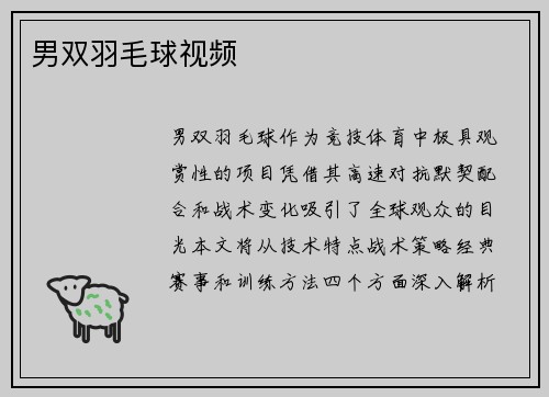 男双羽毛球视频