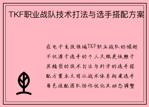 TKF职业战队技术打法与选手搭配方案